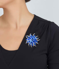 SYGA Brooch Pin Fashion Crystal Rhinestone Jewellery Pin Vintage Clothing Accessories Decoration Versatile Blue Brooches For Women- S229