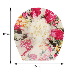 SYGA Baby Turban Hat, Toddler Beanie Cap Infant Hat 6 Month-4 Years Cotton Floral Baby Cap Headwear Unisex With Big Flower Soft Cute Hat, Multicolor