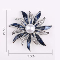 SYGA Brooch Blue & White Fashion Crystal Rhinestone Jewellery Pin Vintage Accessories Decoration Clothing Brooches for Bridal Women Girl - Blue & White