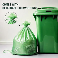 Beco Eco-Friendly Garbage Bags | 45 Pcs | Large- 24 x 32 Inches | 15 Bags x 3 Rolls | Green | Dustbin/Trash Bags with Detachable Drawstrings | For Dry & Wet waste