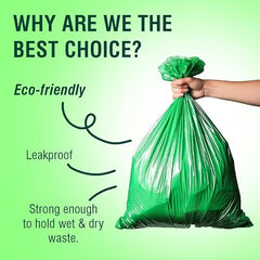 Beco Eco-Friendly Garbage Bags | 45 Pcs | Large- 24 x 32 Inches | 15 Bags x 3 Rolls | Green | Dustbin/Trash Bags with Detachable Drawstrings | For Dry & Wet waste