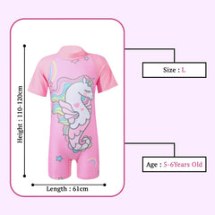 SYGA Children's Swimsuit Short-Sleeve Seahorse Unicorn L Size Perfect for Kids Age 5-6 Years Old (Pink)
