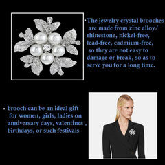 SYGA Brooch 5 Pearl Fashion Crystal Rhinestone Jewellery Pin Vintage Accessories Decoration Clothing Brooches for Women Girl - 5 Pearl Leaf