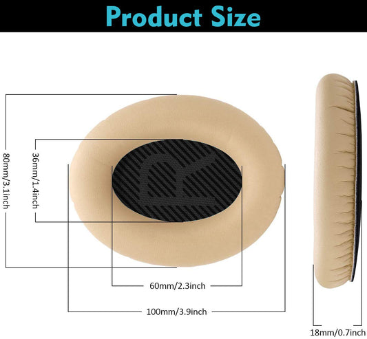 SYGA Headphone Replacement Ear Cushion Pads Compatible with Bose Quiet Comfort QC15 QC25 QC35 AE2 AE2i AE2 AE2-W (Beige)