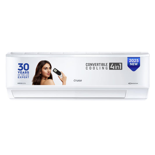Cruise 1 Ton 3 Star Inverter Split AC with 7-Stage Air Filtration (100% Copper, Convertible 4-in-1, PM 2.5 Filter, CWCVBL-VQ1W123, White)