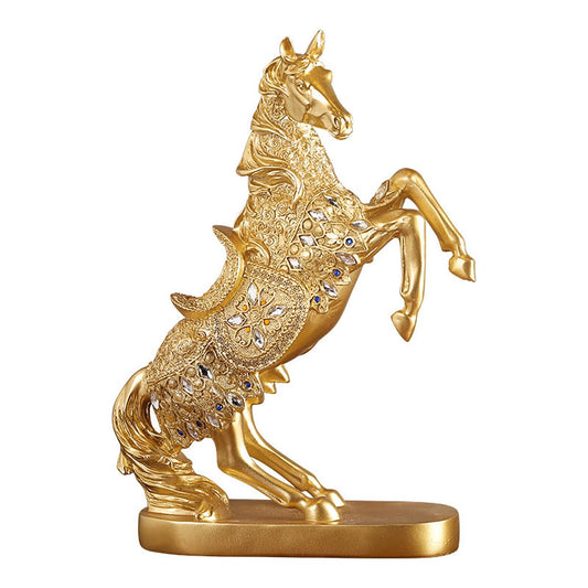 SYGA Atmospheric Golden Horse Resin Ornaments Home Office Bookcase TV Cabinet Model Room Decoration