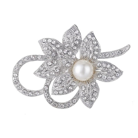 SYGA Brooch Pearl Fashion Crystal Rhinestone Jewellery Pin Vintage Accessories Decoration Clothing Brooches for Bridal Women Girl - Pearl White