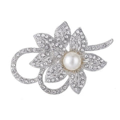 SYGA Brooch Pearl Fashion Crystal Rhinestone Jewellery Pin Vintage Accessories Decoration Clothing Brooches for Bridal Women Girl - Pearl White