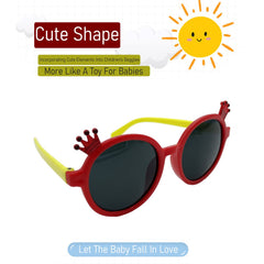 SYGA Children's Goggles Crown Style Sunglasses Anti-UV Lens Eyewear Kids Sunglasses (Blue Frame Pink Legs)