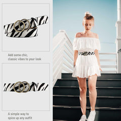 SYGA Women's PU Leather Belt Double O Ring Waist Belt Waist Size 29 Inch to 35 Inch, Black (Pack of 1)