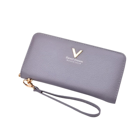 MOMISY Women's Girls PU Leather Party Wedding Clutch | Zipper | Ladies Purse Wallet Girls (Grey)