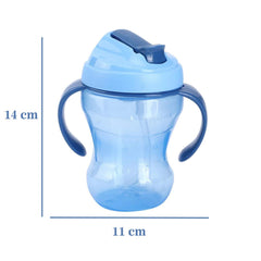Syga Silicone 260 ml Kids Toddlers Water Bottle Cup, Handle Training Learning Gourd-Shaped Drinking Straw Bottle (Blue)