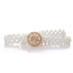 SYGA Pearl Adjustable Waist Belt with Hollowed Tassel Detail, Suitable Size for Waist 24-34 INCH