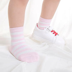 MOMISY 5 Pairs Baby Girl Boys Tube Socks Toddlers Infant Solid Color Boat Spring and Autumn Socks Stretch Baby Sock - Multicolor (Light Pink, 4 year to 6 year)