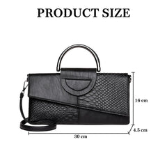 MOMISY Crocodile Pattern Hand Bag PU Leather Shoulder Bags for Women with Detachable and Adjustable Shoulder Strap Handbags for Girls (Black)