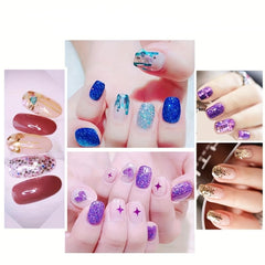 SYGA Acrylic 3D Glitter Powder Manicure Set of Nail Stickers, Nail Art Tool for Nail Decoration (Multicolour) - Set of 48 Bottles