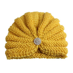 SYGA Baby Turban Winter Cap Handmade Woolen Warm Knit Infant Toddler Unisex Baby Hat 0-3 Years (Black)