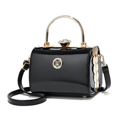 SYGA Elegant Women's Handbag Hard Shell Crossbody with Golden Frame & Gem Top Lock