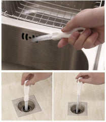 Syga Flexible Iron and Plastic Water Pipe Drain Long Hair Bath Plug Overflow Unblocker Stick Sink Cleaning Brush (45 cm, White)