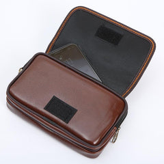 MOMISY Horizontal Mobile Cell Phone Holster Holder Pouch Case Belt Clip Case Leather Case Cover for Men (Brown)