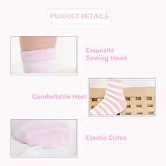 MOMISY 5 Pairs Baby Girl Boys Tube Socks Toddlers Infant Solid Color Boat Spring and Autumn Socks Stretch Baby Sock - Multicolor (Light Pink, 4 year to 6 year)