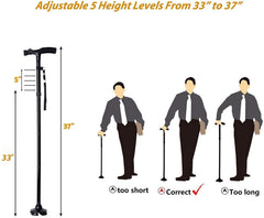 SYGA Folding Walking Stick with LED Light Magic Cane to Get Around Easier in The Dark Walking Canes for Men, Adjustable Collapsible Canse with Rubber Feet for Men and Women
