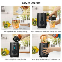 iBELL NUTRIMAX500X Nutri Blender - Smoothie Maker with 5 Jars, 2 Blades, 2 Year Warranty, 3 Modes, 600 Watts, 24000RPM, 100% Copper Motor with 5 Jars and SS Blades (Black)