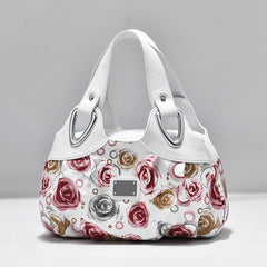SYGA Women's Printed PU Leather Hobo Bag, Multiple Colors and Patterns, Crossbody Shoulder(WHITE ROSE FLOWER)