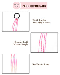 SYGA Cute Girl Colorful Wig Hair Rope Princess Twisted Braid Elastic Hairband Ponytail Headdress Fashionable Children's Hair Accessories(Gradient Pink Gold)