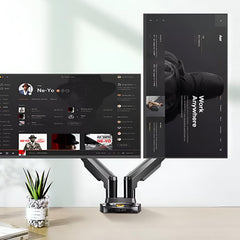 SYGA NB F160 Dual Monitor Desk Mount, Gas-Strut Arm for 17-27 inch Screens, 9kg Load Capacity per Arm, Black