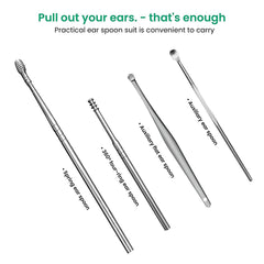 MOMISY 6 Pcs Innovative Spring Earwax Cleansing Tool Set | Portable Ear Wax Removal Set | Stainless Steel Spoon Ear Picks | Cleaning Kit for Home and Travel