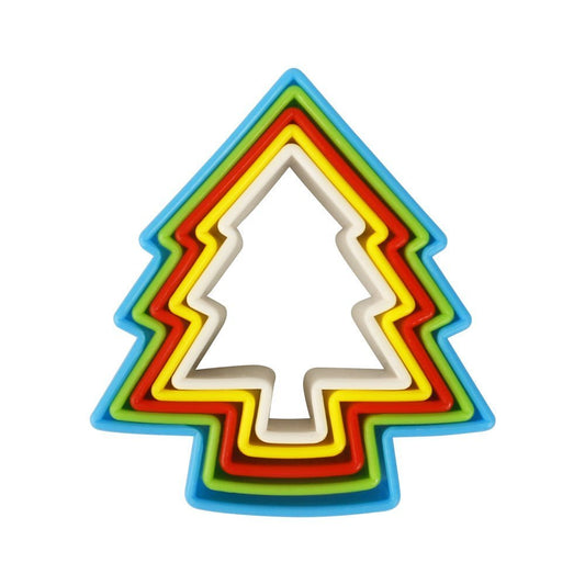 Syga Christmas Tree Shape Cookie Cutter Set 5 Pieces Set Mold for Biscuit Sandwich Cut