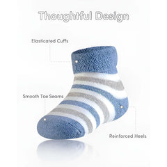 MOMISY 5 Pairs Baby Girl Boys Tube ankle Socks for Baby Girl BoysToddlers Infant kids (Blue, 0 Months to 6 Months)