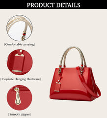 SYGA Women's Glossy Patent Leather Handbag Large Capacity Bag Suitable Gift for a festival,occasion,Birthday(RED)