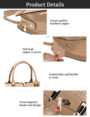 SYGA Leather Hand-Held Crocodile Pattern Women's Bag Single-Slant Handbag(KHAKI)