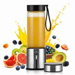 Goodscity Blender For Smoothie And Juices | Portable Hand Blender For Kitchen | Premium Usb Rechargeable Fruit Juicer Machine | 450Ml BPA FREE Food Grade Glass Jar| Long Battery Life |1 Year Warranty