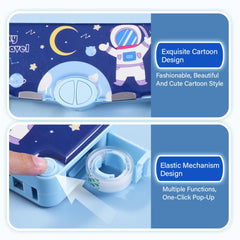 SYGA Children's Compass with Astronaut Design Pencil Box for Boys and Girls, Primary School Students, Multi-Functional (Blue)