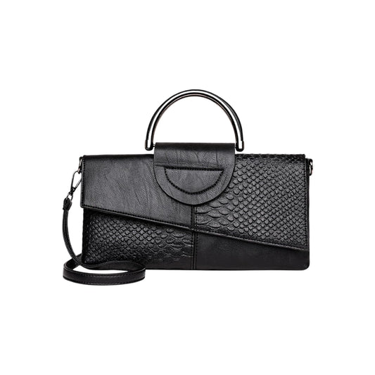 MOMISY Crocodile Pattern Hand Bag PU Leather Shoulder Bags for Women with Detachable and Adjustable Shoulder Strap Handbags for Girls (Black)