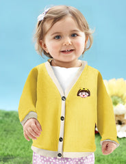 MOMISY Baby Boy & Girls Sweater Jacket Front Open Cardigan (3 to 4 Years, Yellow)