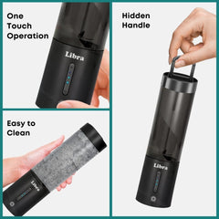 Libra Portable Blender for Smoothies & Juices – USB Rechargeable Blender Juicer with 6 Blades, 450ml Capacity, 4000mAh Battery, 200W Motor, Waterproof Portable Juicer for Travel, Gym & Office (Black)