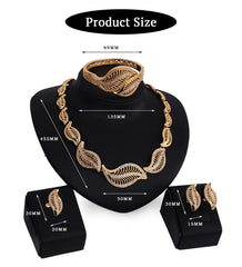 SYGA Leaf Four Piece Set Earrings,Necklace,Bracelet,Ring,Jewelry Set for Party Wedding Festive for Women & Girls Accessories