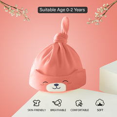 SYGA Baby Cap Cotton Small Cute Puppy Long Tailed Design Strechy Comfortable for Baby Sleep Cap 0-2 Years BridgeRed