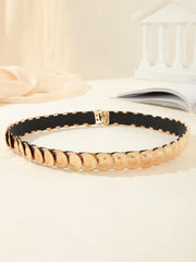 SYGA Waist Belt for Women, Metal Stretchable Buckle Belt Decorative Thin Belt(Gold)