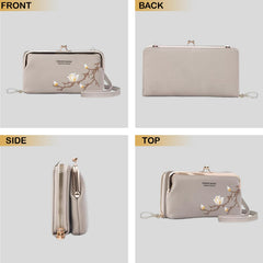 MOMISY Multi-Function Crossbody Bags for Women Mobile Purse Cell Phone Pouch with Adjustable Wide Strap Holder Pocket Small Purse Wallets Sling Bag Mini Shoulder Bags for Ladies Girls (Grey)
