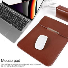 SwooK 15-16 Inch Laptop Sleeve with Handle & Pouch – Waterproof PU Leather Slim Case Compatible with MacBook Pro 16", Dell XPS 15, Lenovo, HP, ASUS – Scratch Resistant, Velvet Lined- Coffee