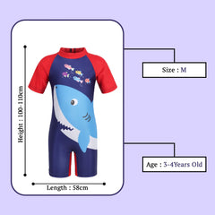 SYGA Children's Swimsuit Short Sleeve Big Red Shark-M Size Perfect for Kids Age 3-4 Years Old (Red)