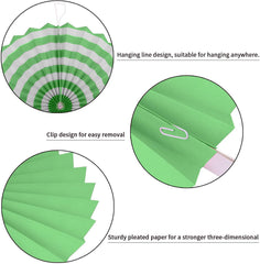 SYGA 6 Pieces of Paper Flower Fan Decoration Background Wall DIY Paper Fan Flower Ball Set(Green)