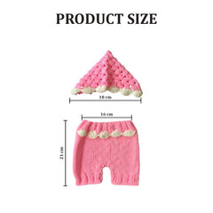 MOMISY Handmade Crochet Baby Photoshoot Photography Props, Pant Cap Costume, Pink