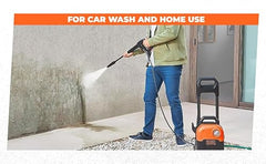 BLACK+DECKER BEPW1600 1300W 1600 PSI 110 Bar Pressure Washer for Car, Bike, Home & Garden Cleaning Use with Multiple Accessories Included, 1 Year Warranty, Orange & Black