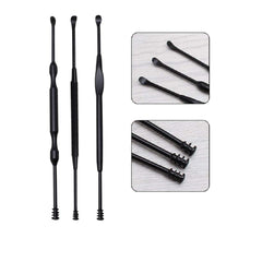 SYGA Black 3 pieces set Ear Wax Pick Remover Curettes - Better Ear Hygiene with Medical Grade Ear Cleaning Tools